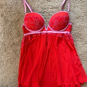 Auden Red and Pink Lace dress